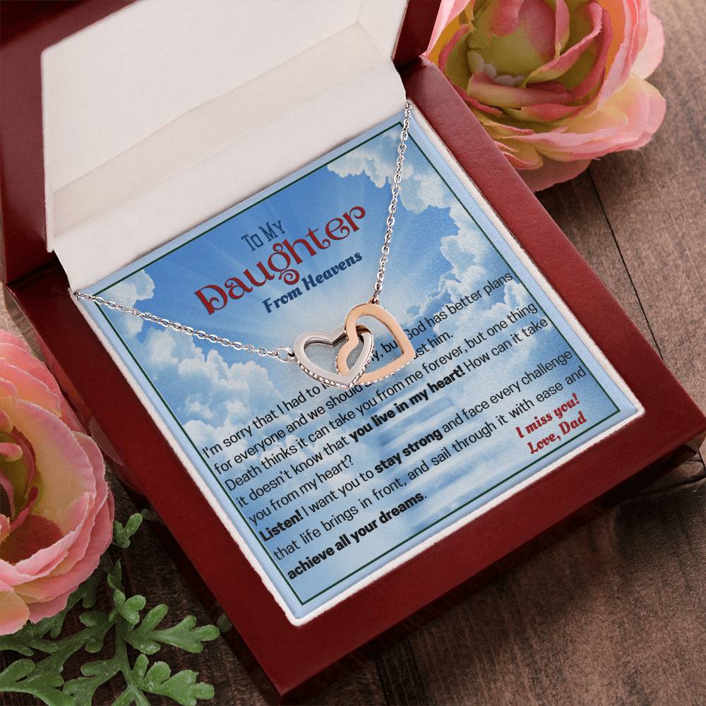 Dad Remembrance Necklace For Daughter - Dad Memorial Gift Interlocking Hearts Necklace