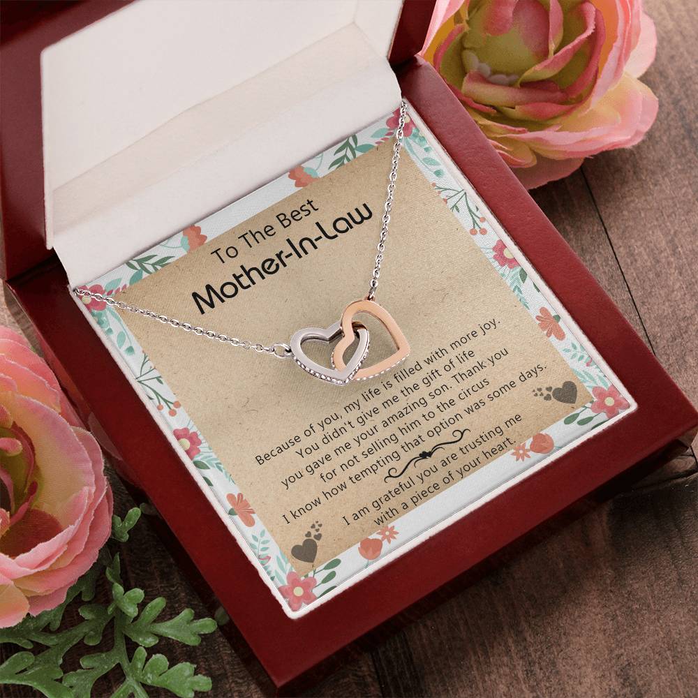 Gift For Mother-In-Law - My Life Is Filled With More Joy New - Interlocking Interlocking Hearts Necklace
