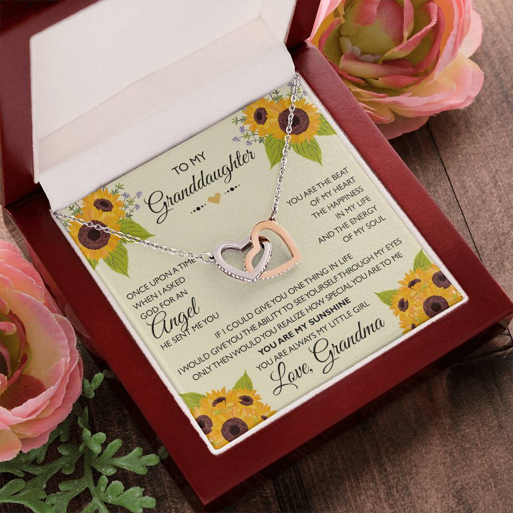To My Granddaughter From Grandma - Interlocking Heart Necklace Interlocking Hearts Necklace