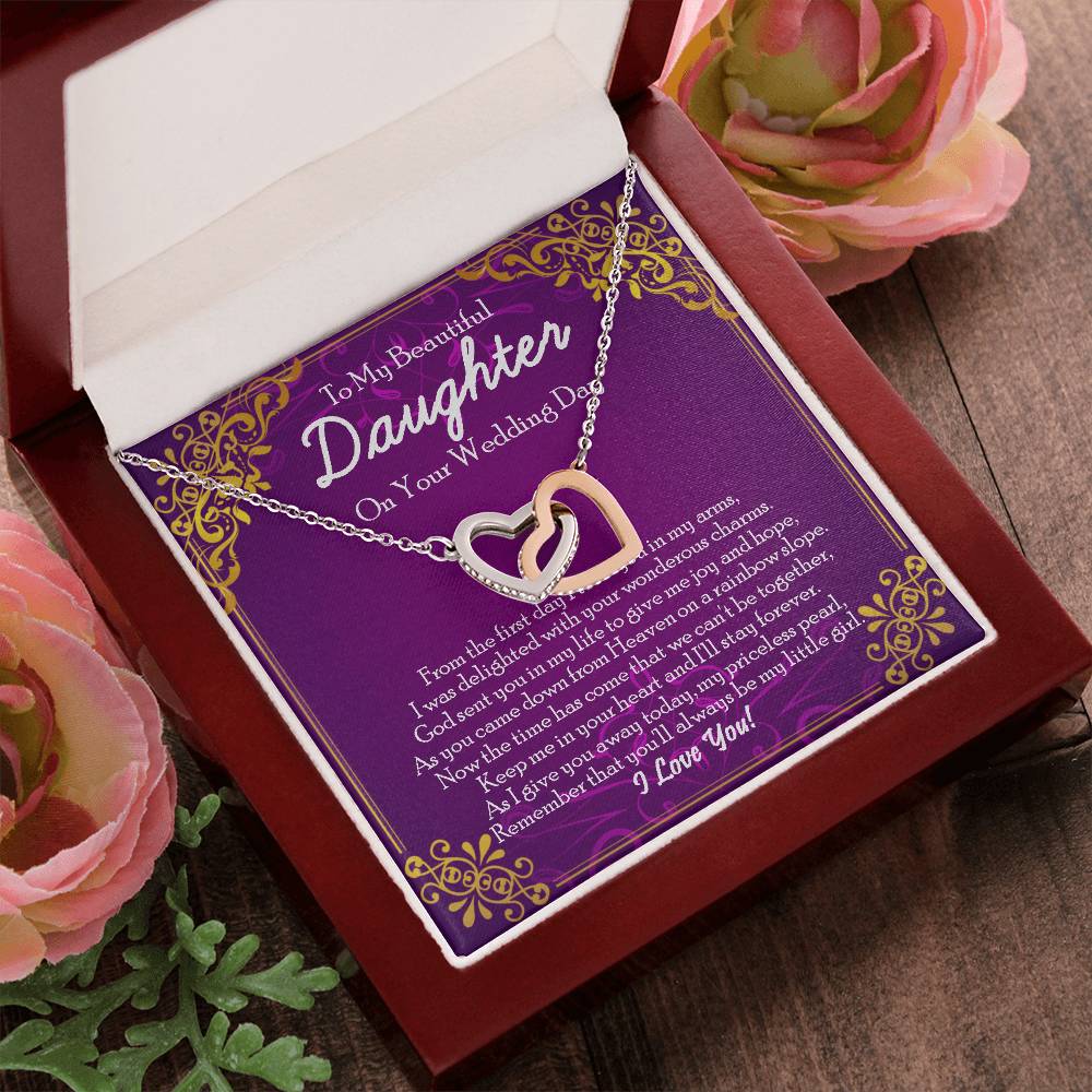 Interlocking Heart Necklace Daughter Wedding Day Gift From Momdad Mother To Bride Gift Jewelry Gift From Father Interlocking Hearts Necklace