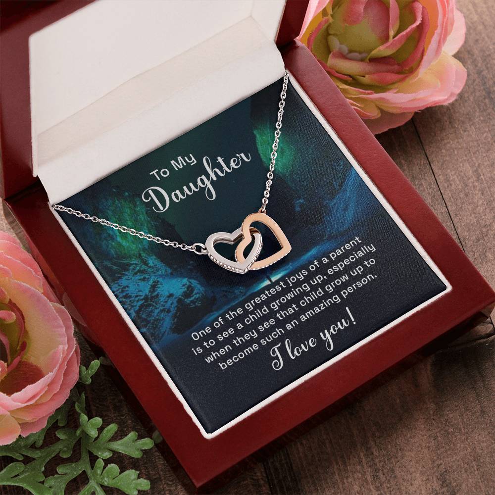 Gift For Bonus Daughter Personalized Gift Necklace For Bonus Daughter Heart Necklace For Stepdaughter Adopted Daughter Foster Daughter Interlocking Hearts Necklace
