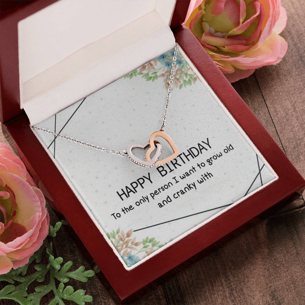 Happy Birthday Interlocking Hearts Necklace