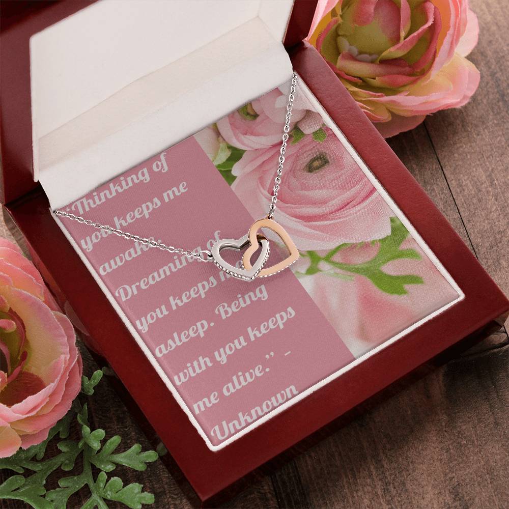 Ike Mens ProductionLove Quote Jewelry Interlocking Hearts Necklace