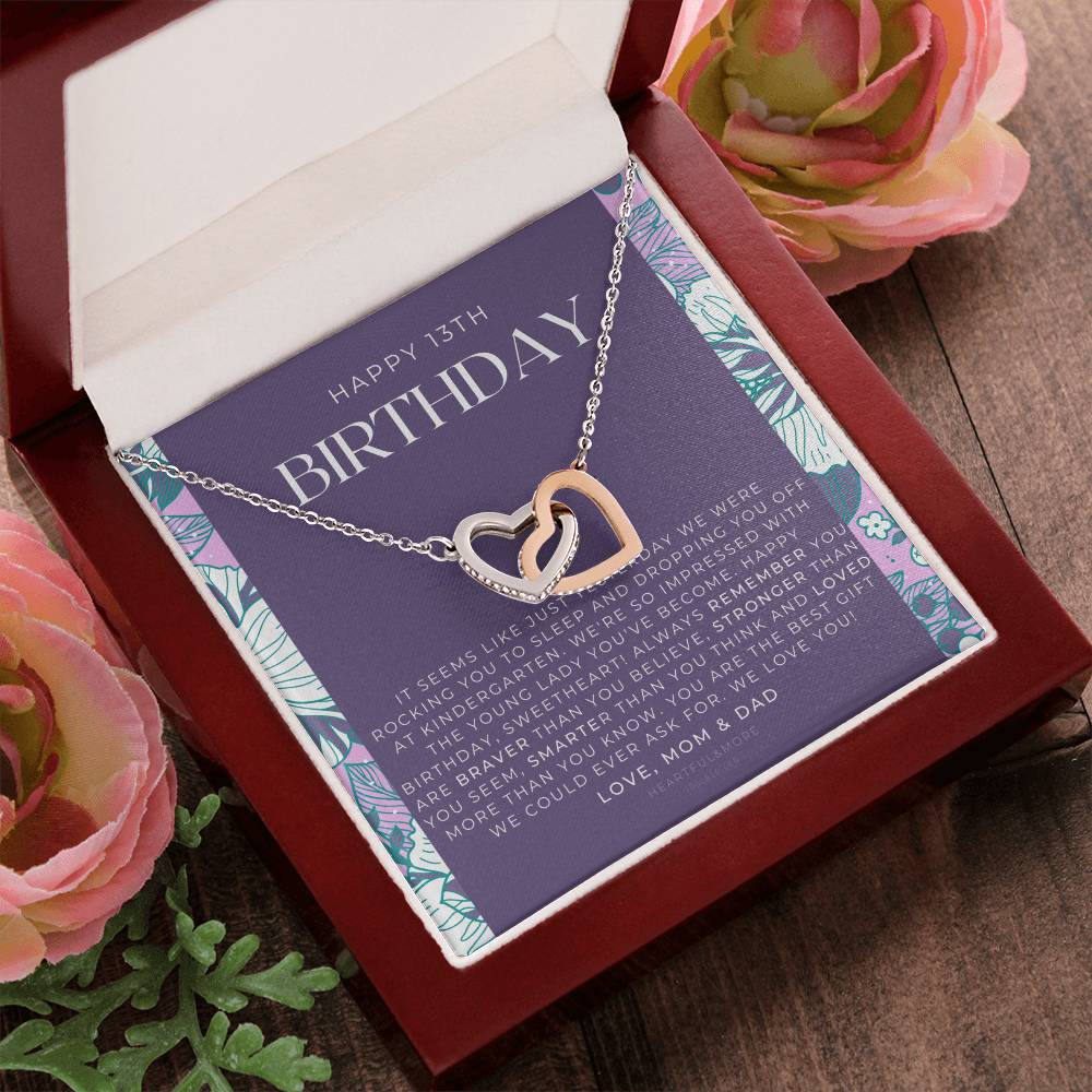 Gift For 13 Year Old Girl Gifts 13Th Birthday Girl 13Th Birthday Gift Thirteenth Birthday Necklace Teen Birthday Gift Official Teenager Interlocking Hearts Necklace