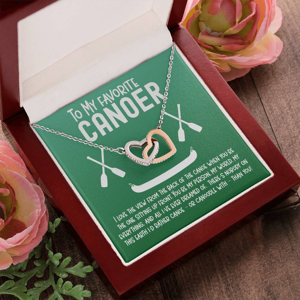 To My Favorite Canoer - Perfect Gift For Outdoors Woman - Interlocking Hearts Interlocking Hearts Necklace