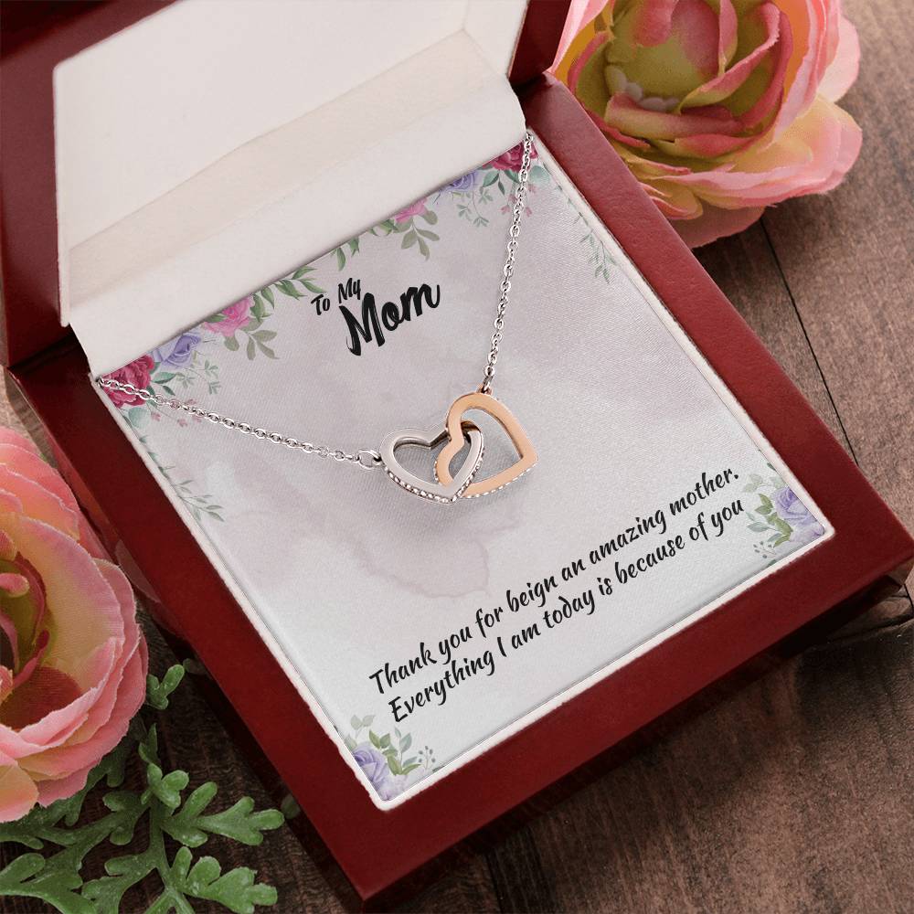 Thank You For Beign An Amazing Mother Interlocking Hearts Necklace