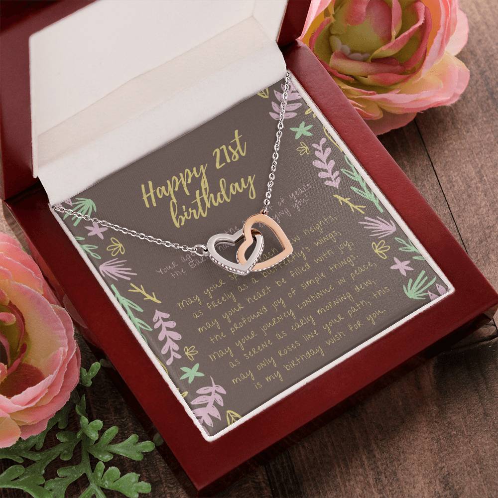 Happy 21St Birthday Necklace 21St Birthday Gift For Her 21St Birthday Gift For Women 21St Birthday Gift Necklace Happy 21St Birthday Friend 21St Birthday Gift 21 Interlocking Hearts Necklace