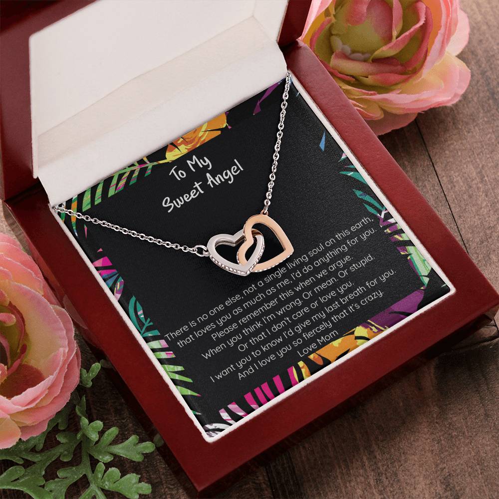 Teen Girl Sweet Angel From Mom Locked Hearts Necklace Interlocking Hearts Necklace