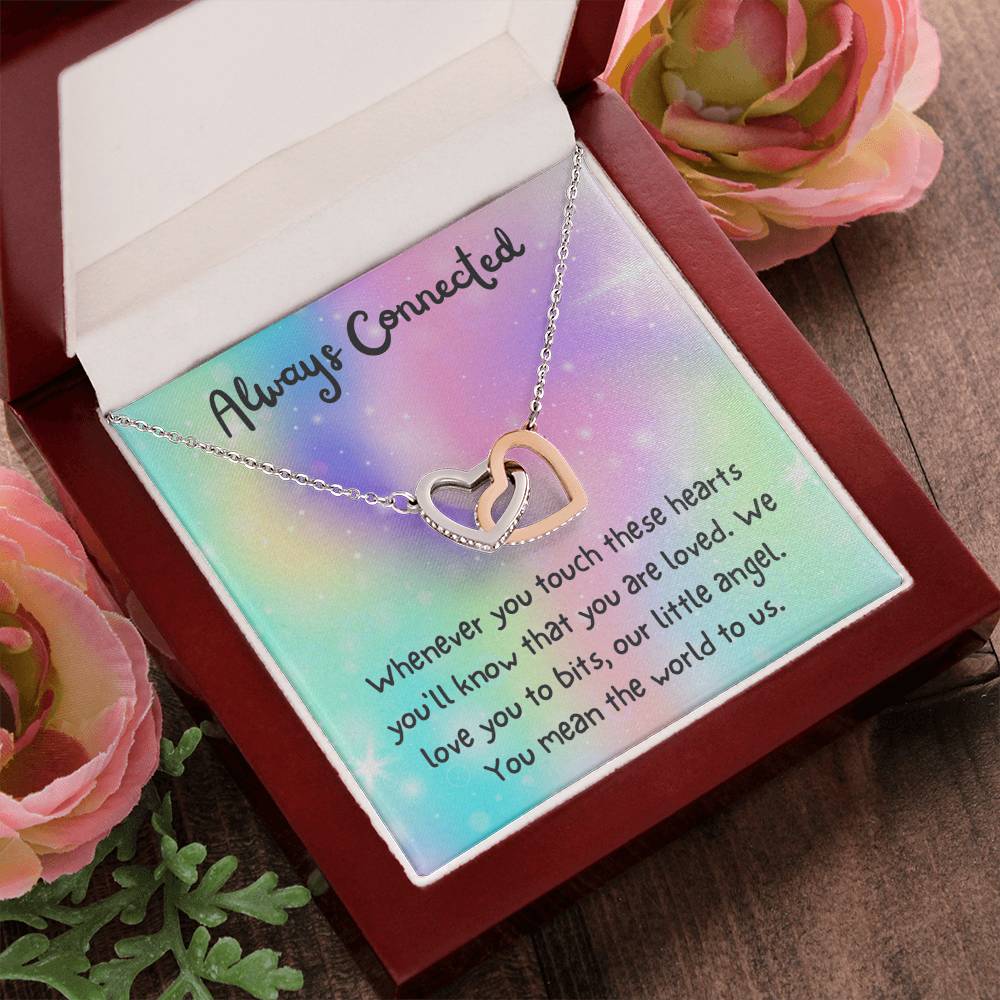Always Connected - Daughtergranddaughter Connected Hearts Rose Gold Necklace Interlocking Hearts Necklace