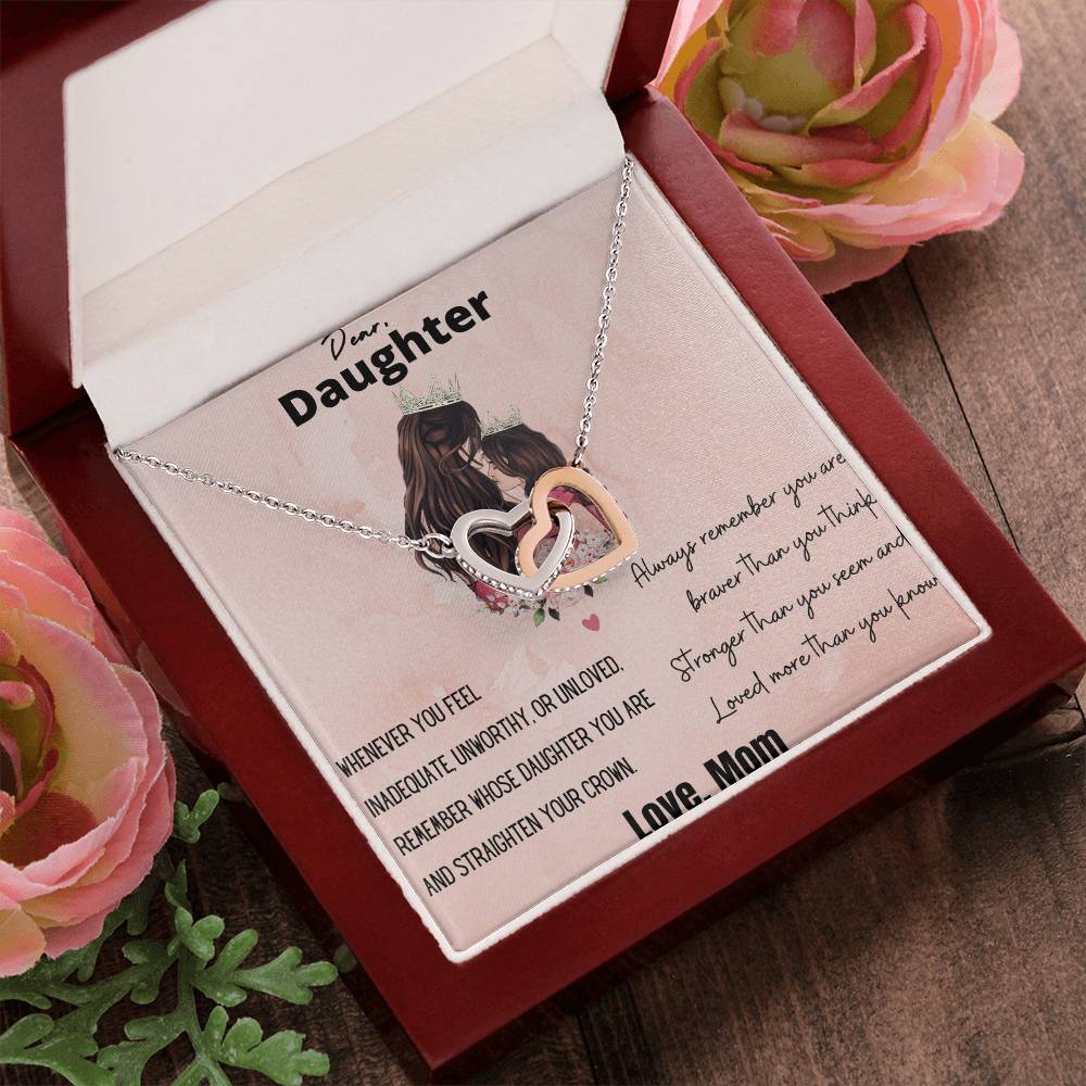 Dear Daughter Straighten Your Crown Interlocking Hearts Necklace