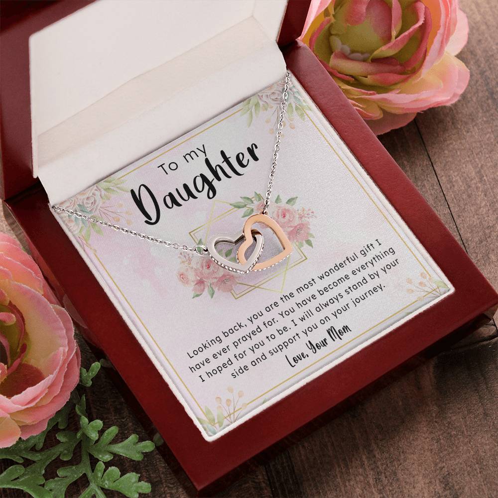 Gift To Daughter From Mom - Always By Your Side Interlocking Hearts Necklace