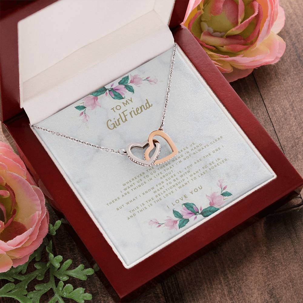 To My Girlfriend Gift From Boyfriend For Valentine Day Interlocking Hearts Necklace