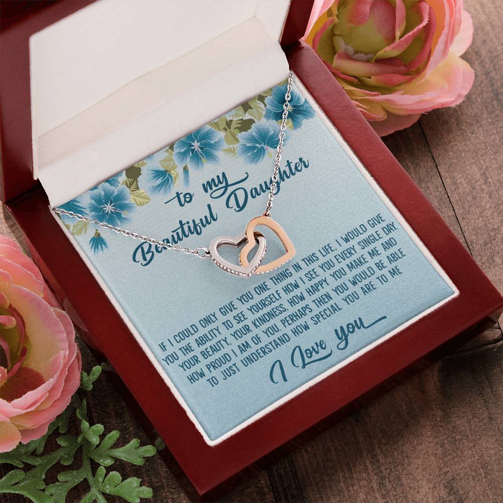 To My Beautiful Daughter Dad To Daughter Gift Interlocking Hearts Necklace