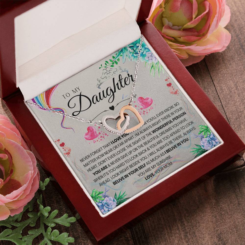 My Daughter - I Love You More Than You'Ll Ever Know Interlocking Hearts Necklace