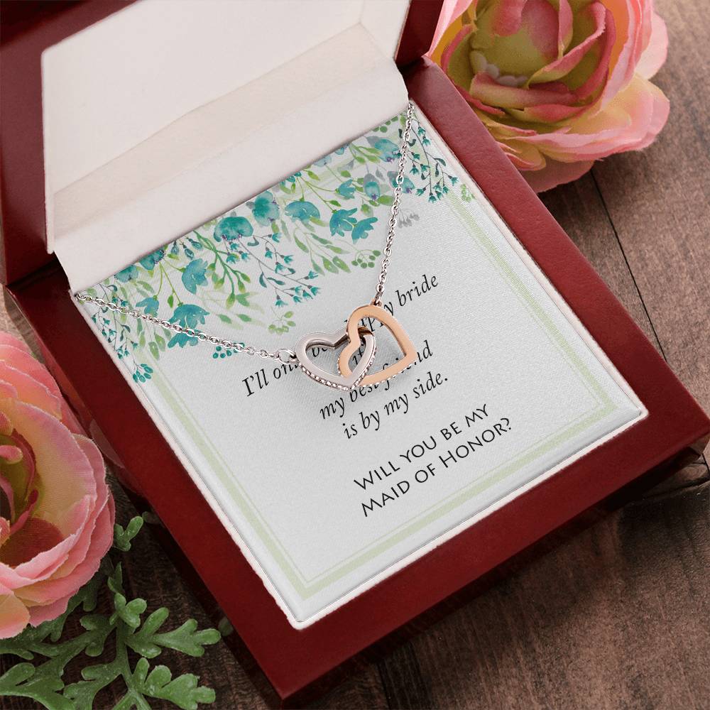 Will You Be My Maid Of Honor Bridal Wedding Jewelry Interlocking Hearts Necklace
