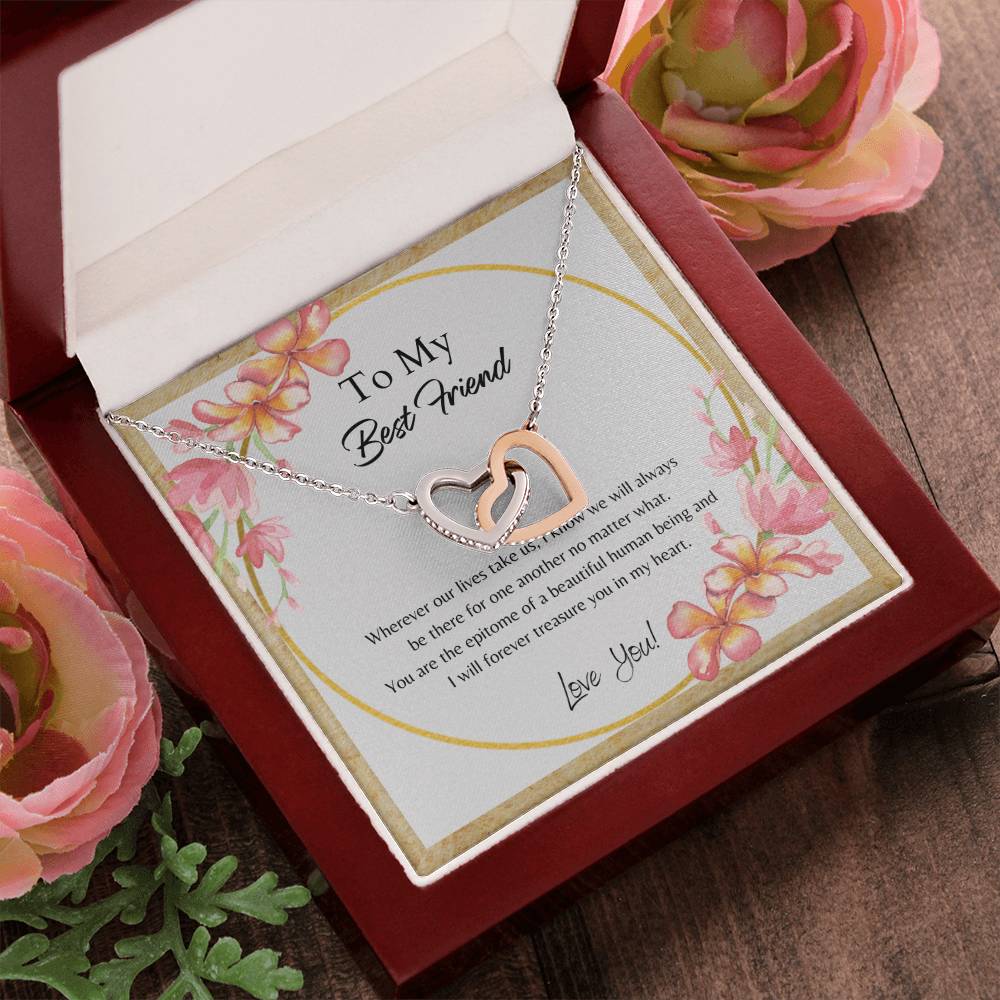 To My Best Friend Interlocking Hearts Necklace