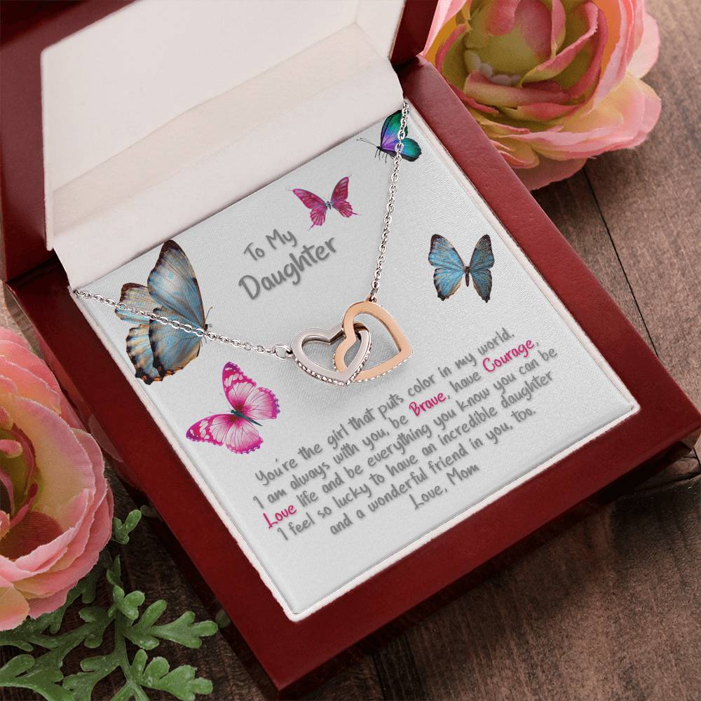 Daughter Butterfly - Hearts Necklace Interlocking Hearts Necklace