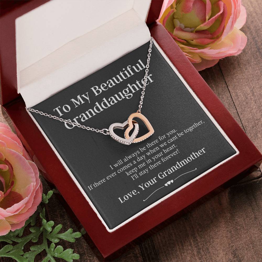Gift To My Granddaughter - I Will Always Be There For You Interlocking Hearts Necklace