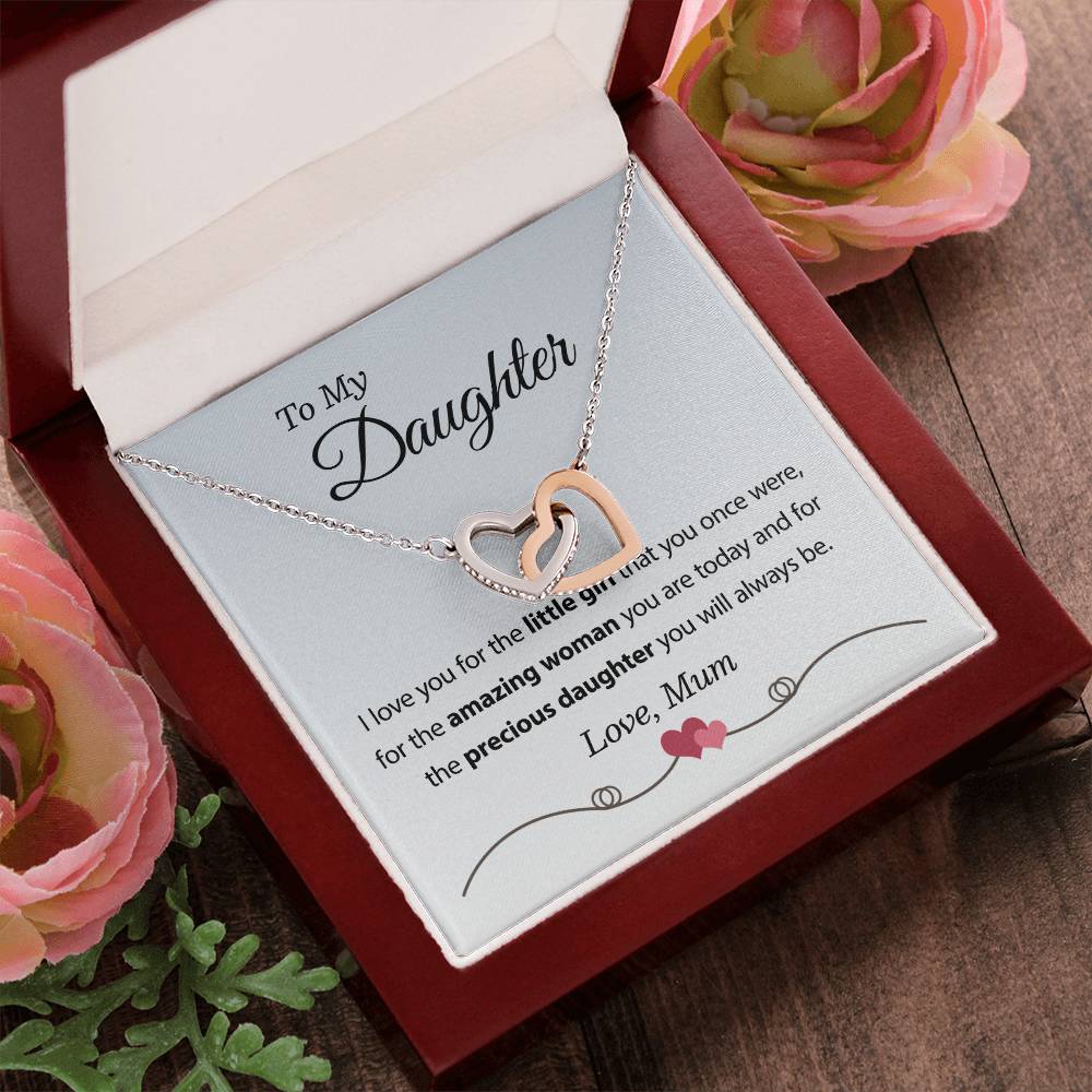 To My Daughter Necklace From Mum Interlocking Hearts Necklace