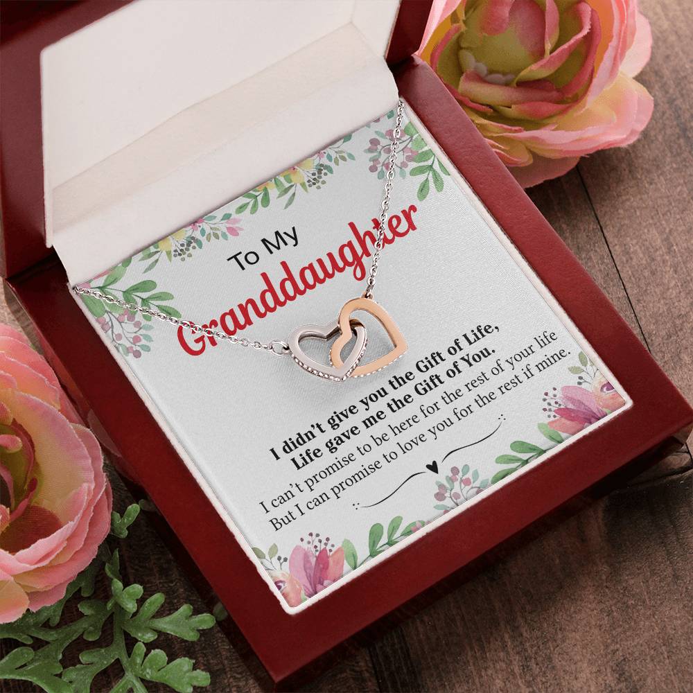 To My Granddaughter - I Love You For The Rest Of My Life Interlocking Hearts Necklace