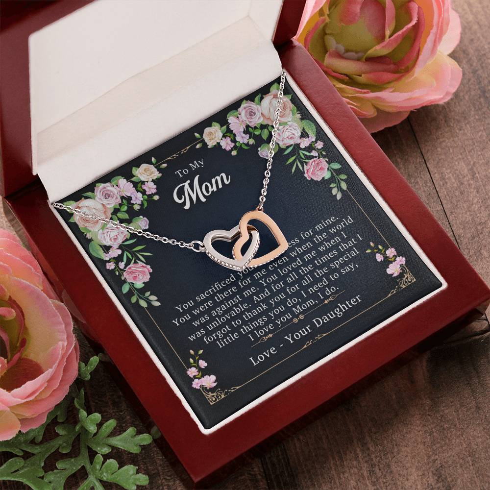 To My Mom - I Love You I Do - Necklace Interlocking Hearts Necklace