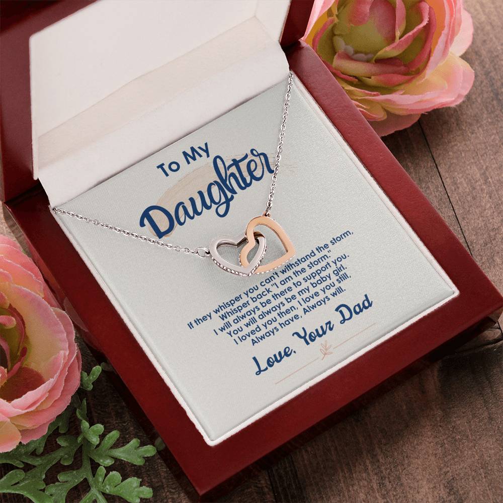 To My Daughter - Always There To Support You - Interlocking Hearts Necklace