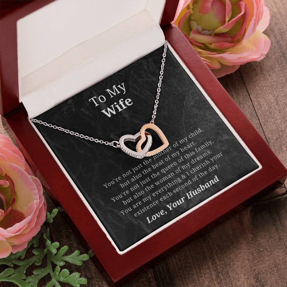 To My Wife Mother Of My Child Interlocked Hearts Necklace Interlocking Hearts Necklace