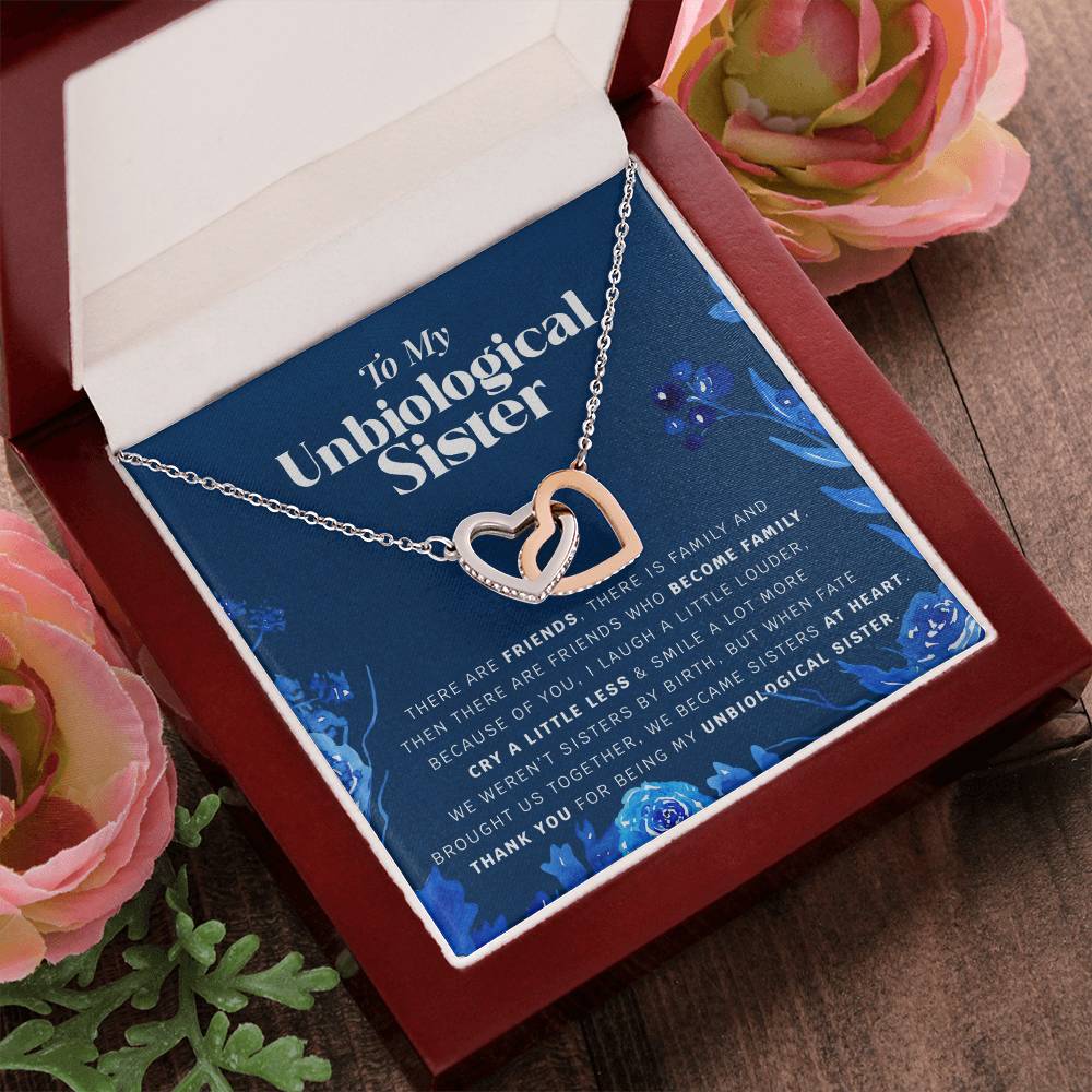 Unbiological Sister Necklace Gift Jewelry Gifts For Best Friend Birthday Thank You Interlocking Hearts Necklace