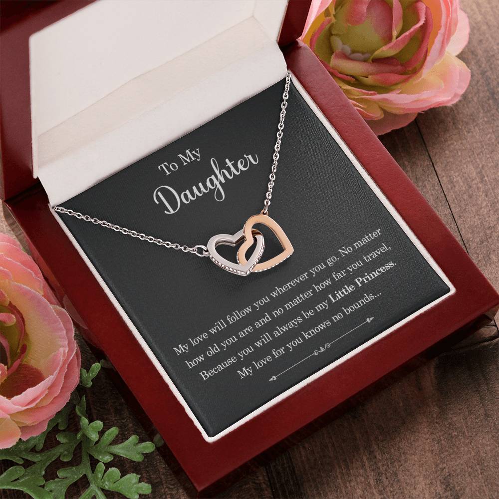 To My Daughter - My Love Will Follow You Wherever You Go - Interlocking Heart Necklace Interlocking Hearts Necklace