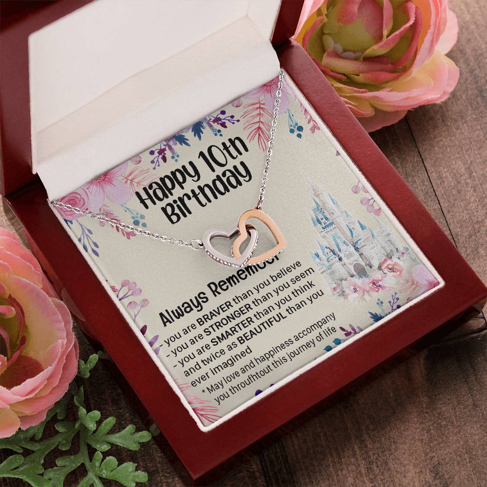 Happy 10Th Birthday Gift For Daughter Gift For 10 Years Old Birthday Teen Girl Daughter Necklace Gift Interlocking Hearts Necklace