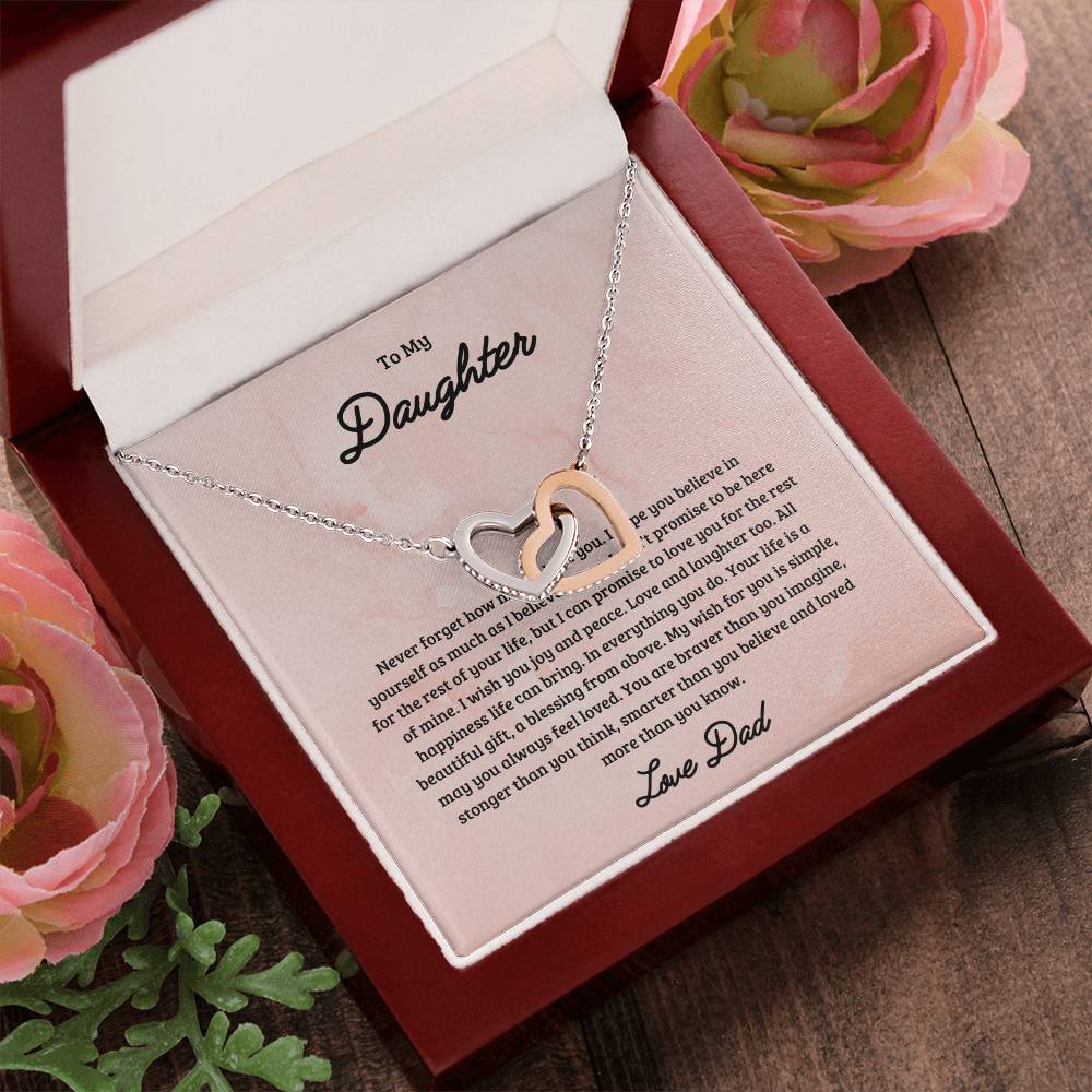 To My Daughter Joy & Peace From Dad Interlocked Hearts Necklace Interlocking Hearts Necklace