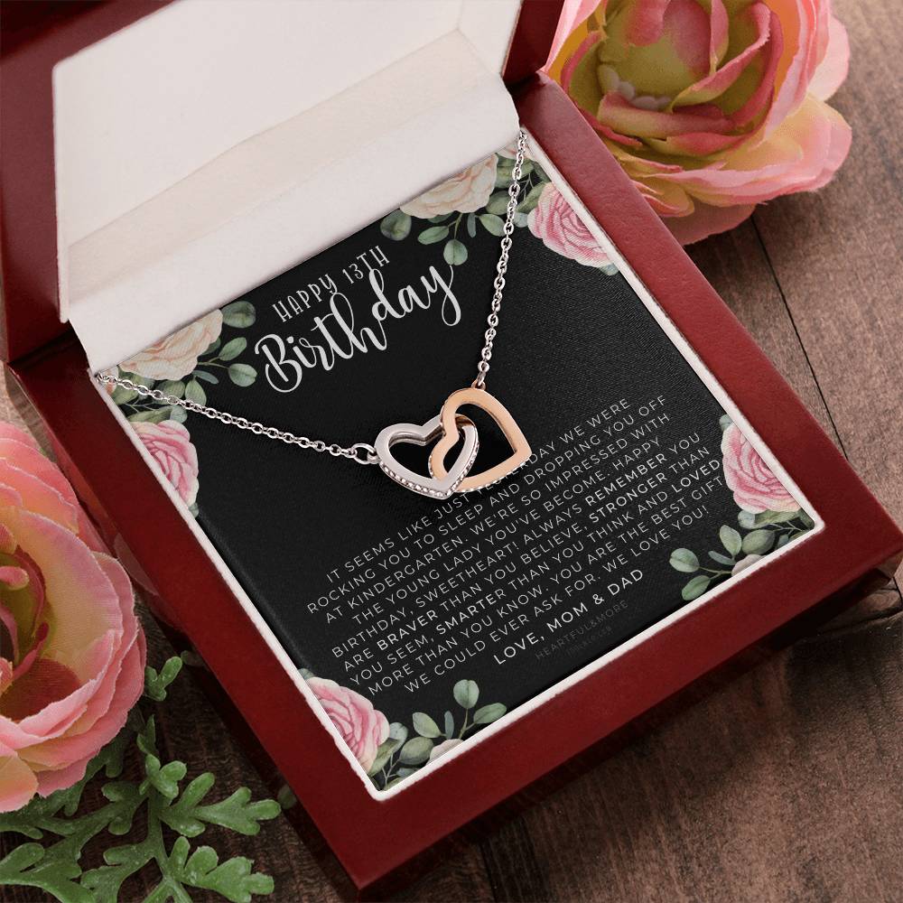 Gift For 13 Year Old Girl Gifts 13Th Birthday Girl 13Th Birthday Gift Thirteenth Birthday Necklace Teen Birthday Gift Official Teenager Interlocking Hearts Necklace