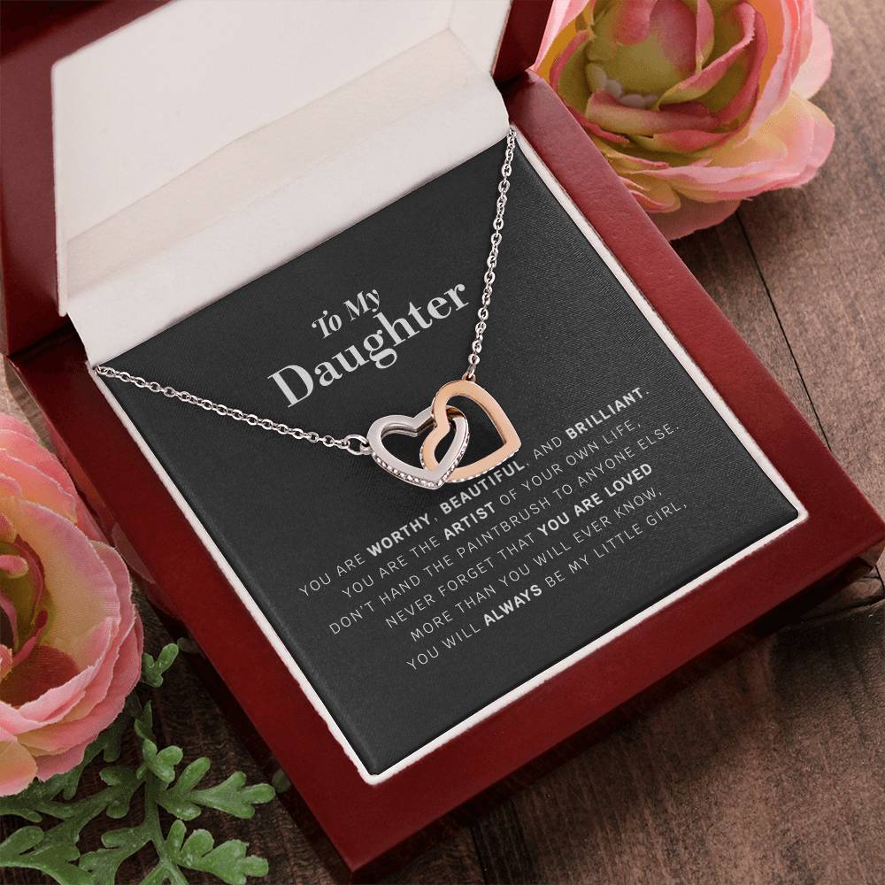 Daughter Necklace Gift From Mom Dad To Our Dear Daughter Present For Christmas Birthday Jewelry For Daughter From Parents Interlocking Hearts Necklace