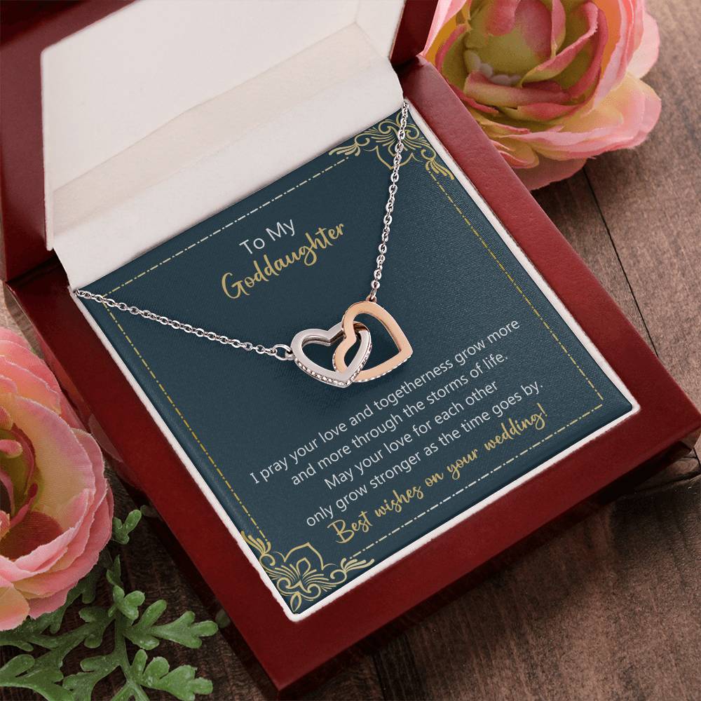 To My Goddaughter May Your Love Grow Stronger Necklace Interlocking Hearts Necklace
