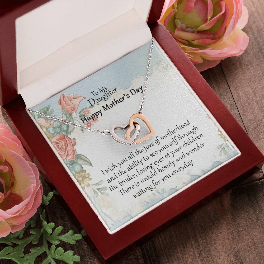 To My Daughter - Happy Mother'S Day - Interlocking Hearts Necklace - Gift For Daughter