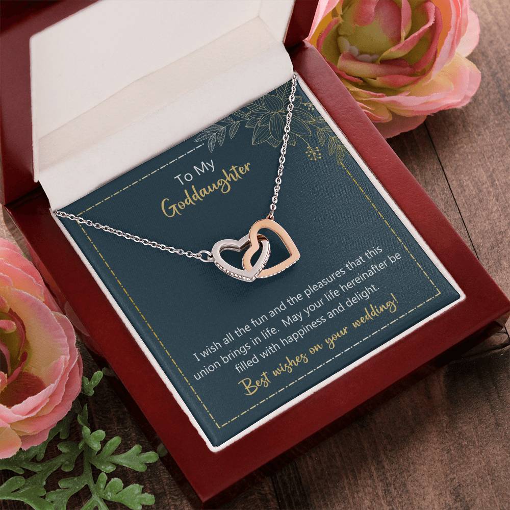 To My Goddaughter May Your Life Filled With Happiness And Delight Necklace Interlocking Hearts Necklace