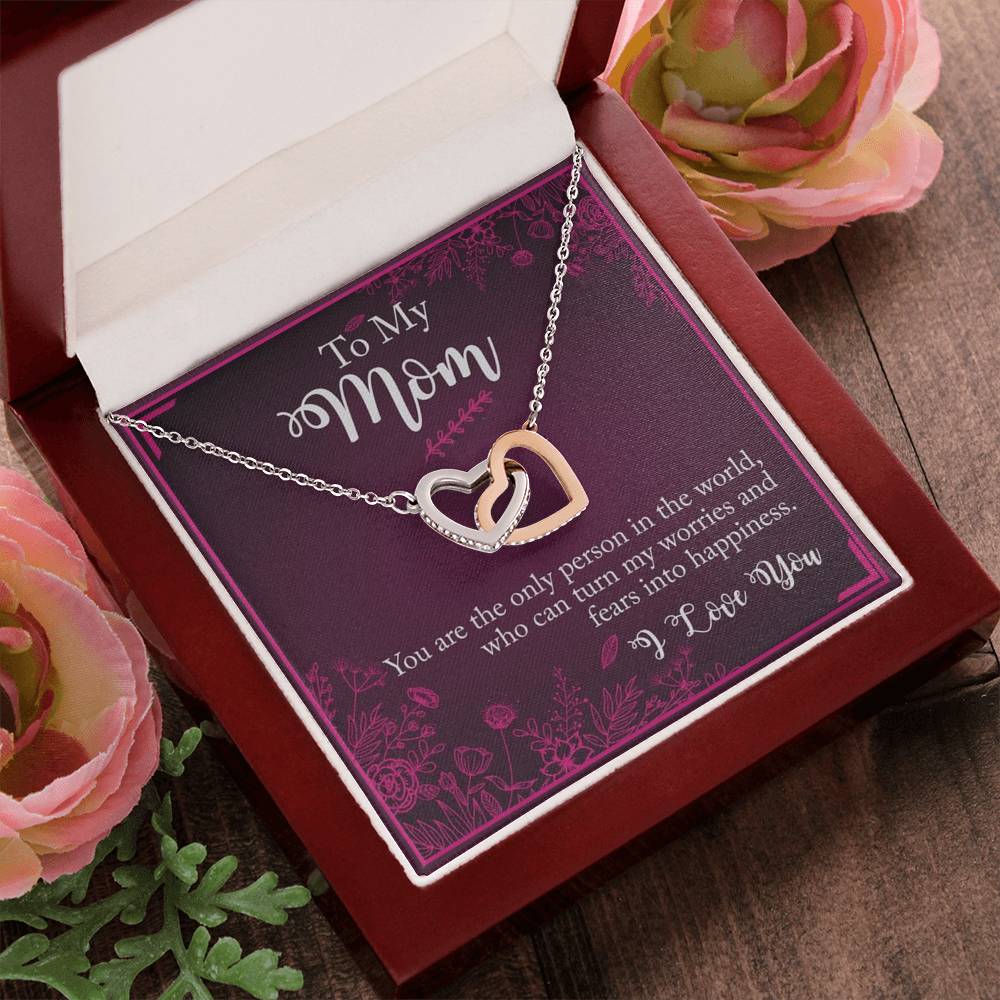 To My Mom You The Only Person In The World Interlocking Hearts Necklace