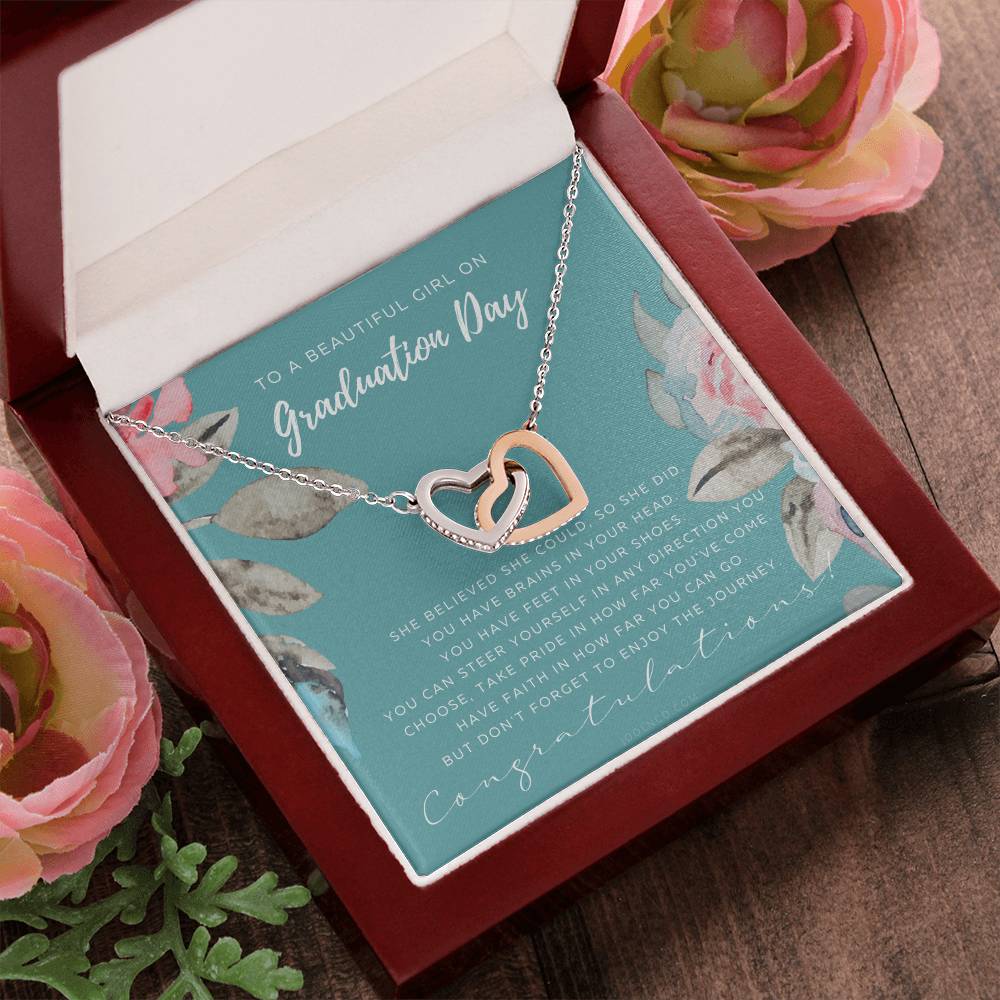 Graduation Gift Necklace For Daughter Graduation Gift For Her College Graduation Gift For Her High School Senior Graduation Mba Phd Master Class Of 2021 Interlocking Hearts Necklace