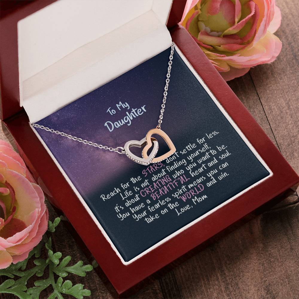 Daughter Reach For The Stars - Hearts Necklace Interlocking Hearts Necklace