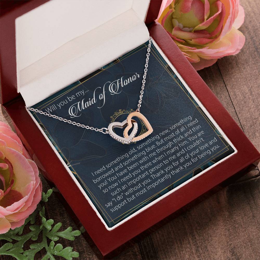 Will You Be My Maid Of Honor Necklace Giftmaid Of Honor Gift Necklacemaid Of Honor Wedding Gift Interlocking Hearts Necklace Wedding Gift