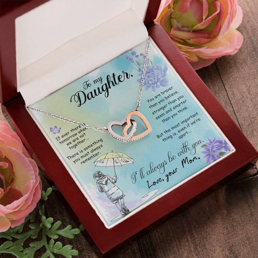 I Will Always Be With You Daughter Necklace Interlocking Hearts Necklace