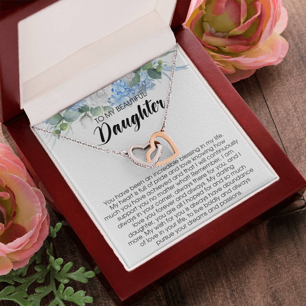 To My Beautiful Daughter Necklace Gift For Daughter From Mom Daughter Necklace Interlocking Hearts Necklace