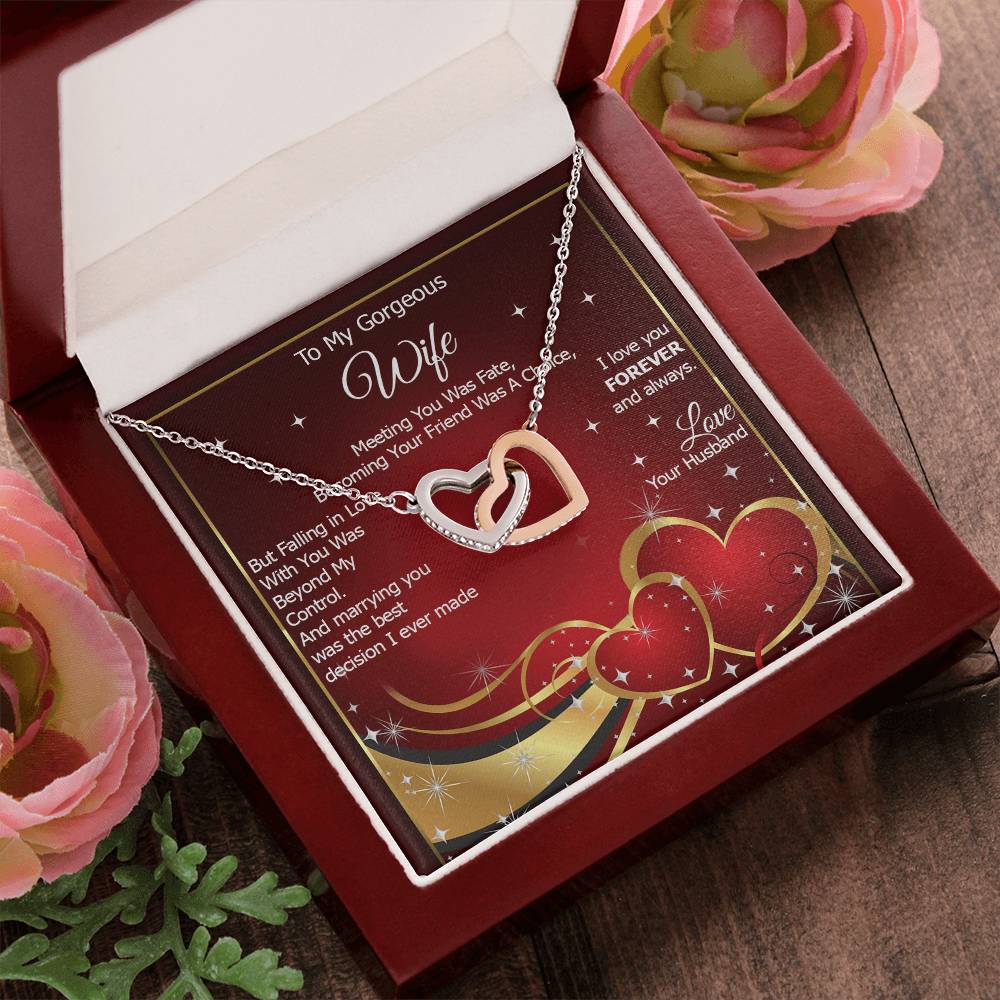 To My Gorgeous Wife I Love You Forever And Always - Interlocking Heart Necklace Interlocking Hearts Necklace
