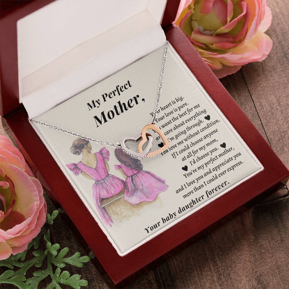 Wedding Gift For Mother - You'Re My Perfect Mother And I Love You And Appreciate You More Than I Could Ever Express Interlocking Hearts Necklace