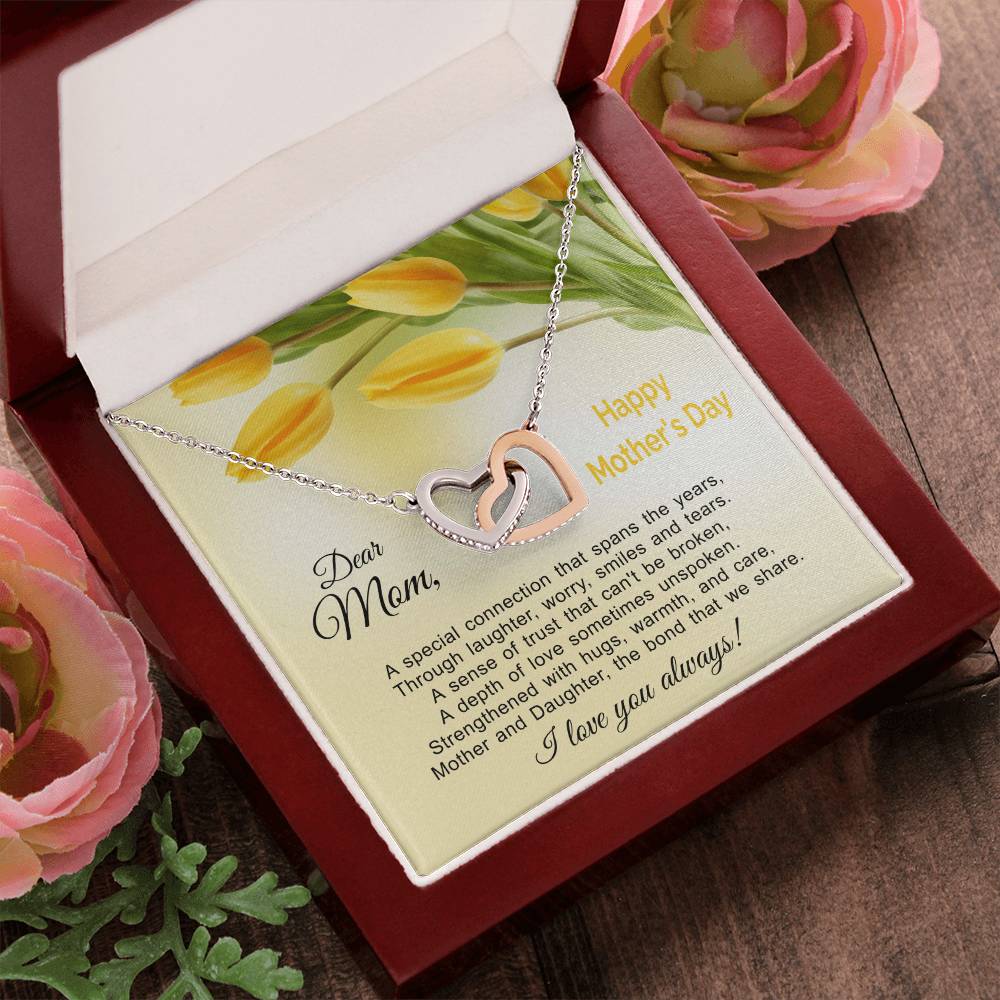 The Bond That We Share - Mother And Daughter Linked Hearts Necklace Interlocking Hearts Necklace