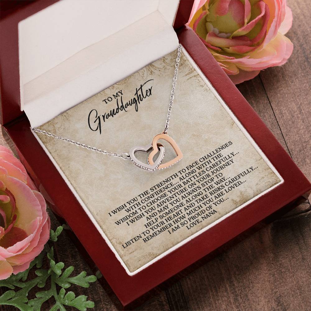 To My Granddaughter - Love Nana - Alluring Beauty Necklace Interlocking Hearts Necklace