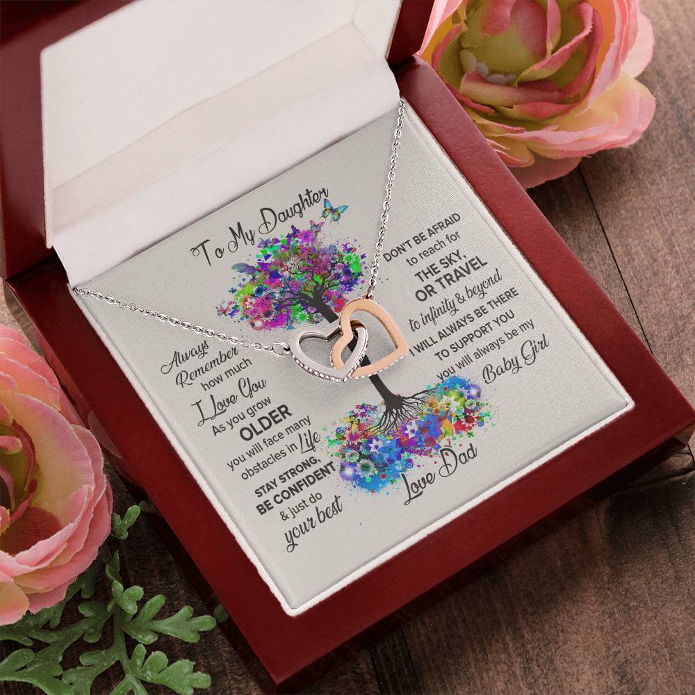 To My Daughter - Always Be My Baby Girl Interlocking Hearts Necklace