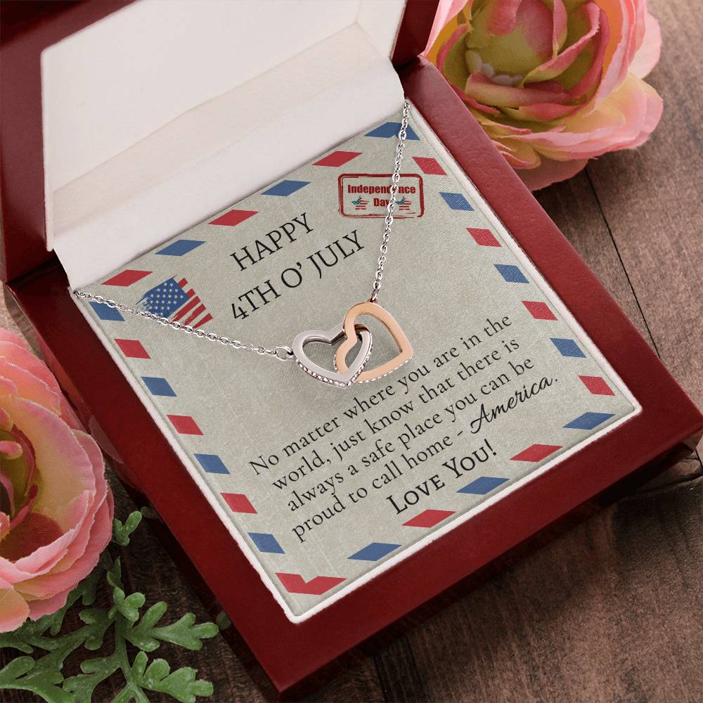 Fourth Of July Necklace Interlocking Hearts Necklace