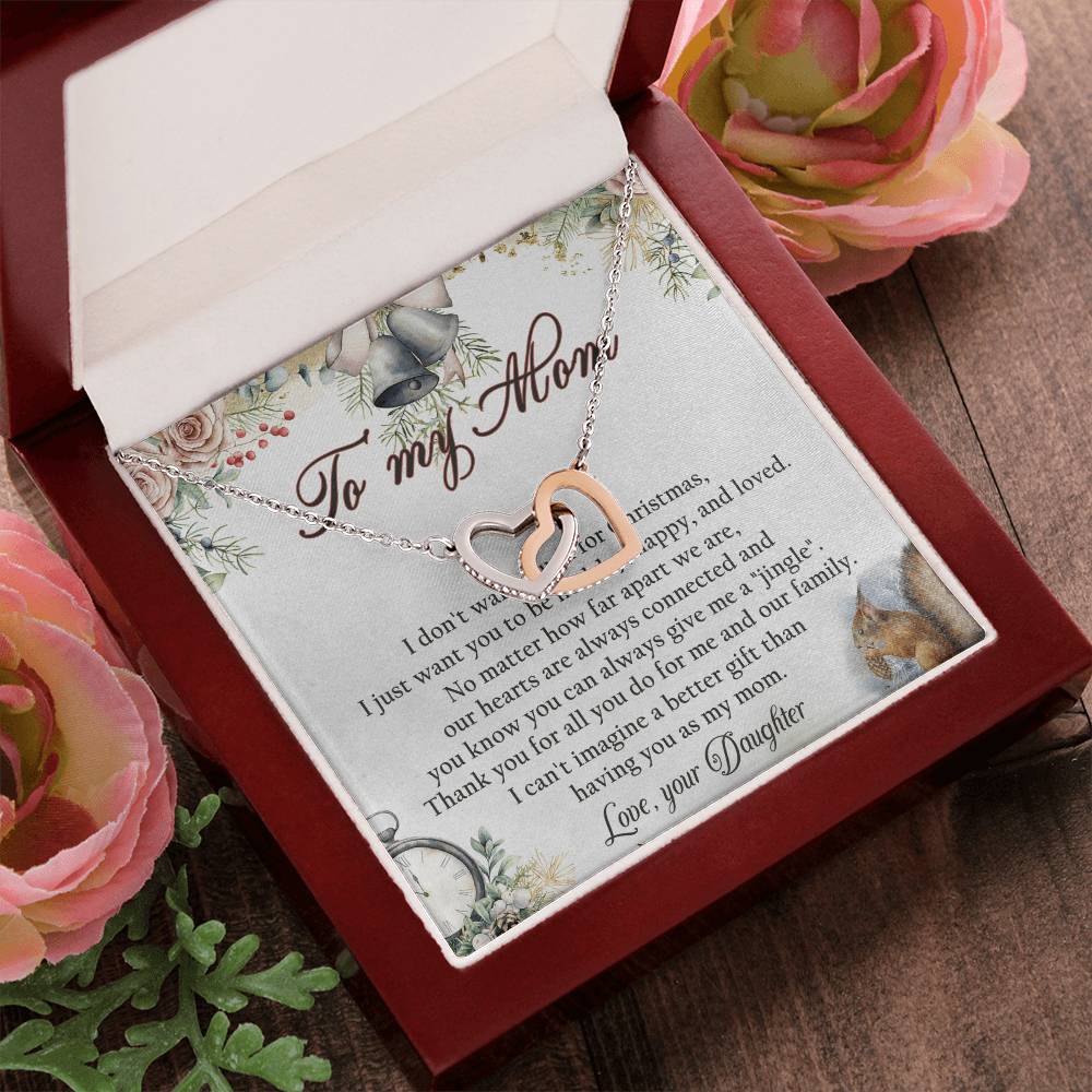 To My Mom Interlocking Hearts Necklace Message Card