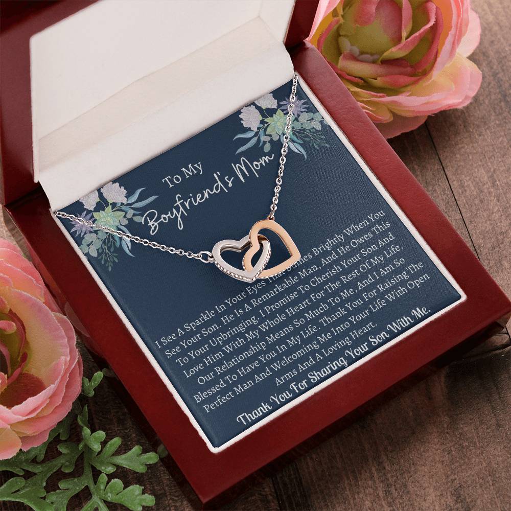 Gift For Boyfriends Mom Interlocking Hearts Necklace